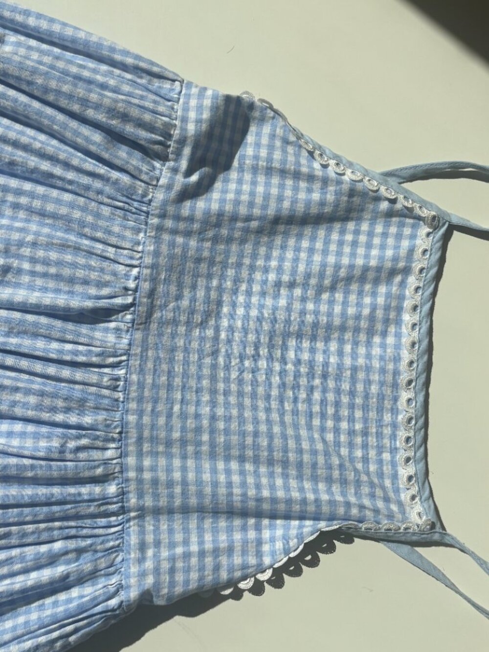 Light Blue Gingham Maxi Dress with Spaghetti Straps - Picture 7 of 15
